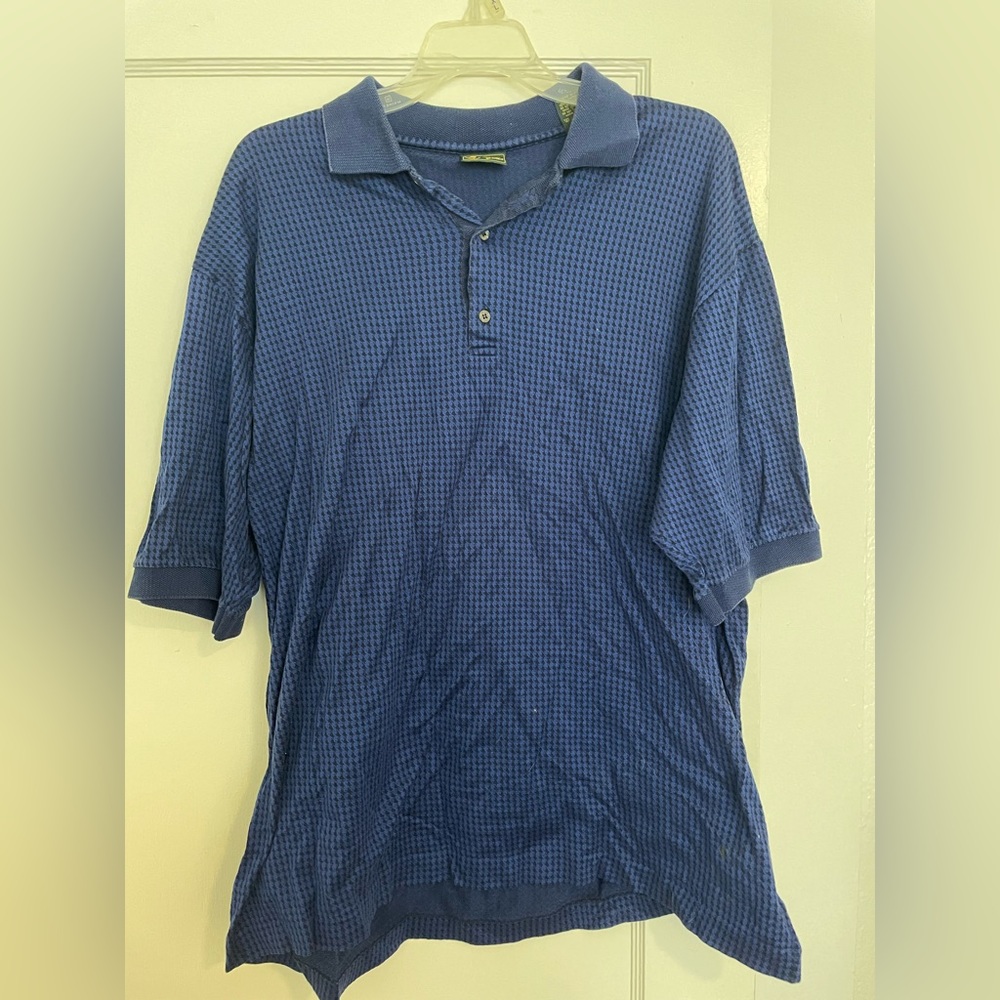 Bobby Jones - XXL - men’s golf shirt - 100% cotton - navy houndstooth